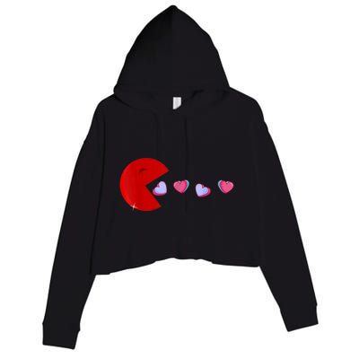 Funny Cute Hearts Valentines Day Crop Fleece Hoodie