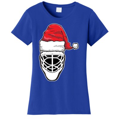 Funny Christmas Hockey Goalie Mask Santa Hat Xmas Gift Women's T-Shirt