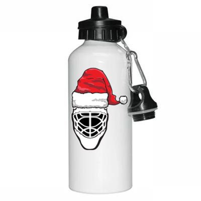 Funny Christmas Hockey Goalie Mask Santa Hat Xmas Gift Aluminum Water Bottle 