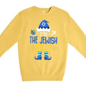 Funny Christmas Happy Hanukkah Jewish Elf Family Pajama Gift Premium Crewneck Sweatshirt