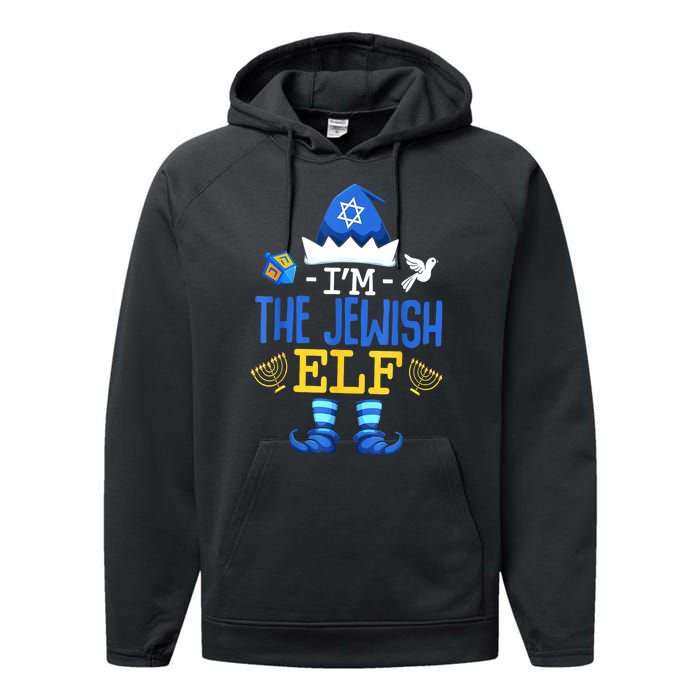 Funny Christmas Happy Hanukkah Jewish Elf Family Pajama Gift Performance Fleece Hoodie