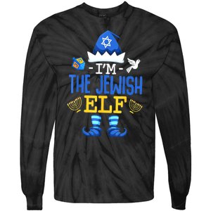 Funny Christmas Happy Hanukkah Jewish Elf Family Pajama Gift Tie-Dye Long Sleeve Shirt