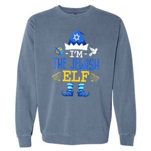 Funny Christmas Happy Hanukkah Jewish Elf Family Pajama Gift Garment-Dyed Sweatshirt