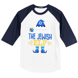 Funny Christmas Happy Hanukkah Jewish Elf Family Pajama Gift Baseball Sleeve Shirt