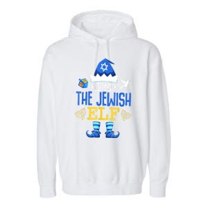 Funny Christmas Happy Hanukkah Jewish Elf Family Pajama Gift Garment-Dyed Fleece Hoodie