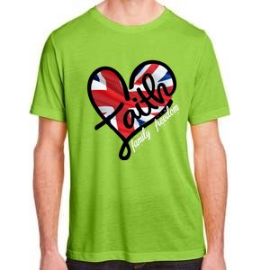 Faith Christian Heart British Flag Family Freedom Cool Gift Adult ChromaSoft Performance T-Shirt