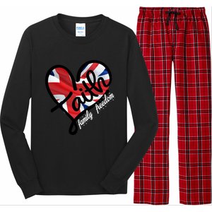 Faith Christian Heart British Flag Family Freedom Cool Gift Long Sleeve Pajama Set