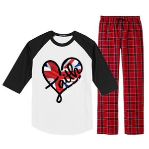 Faith Christian Heart British Flag Family Freedom Cool Gift Raglan Sleeve Pajama Set