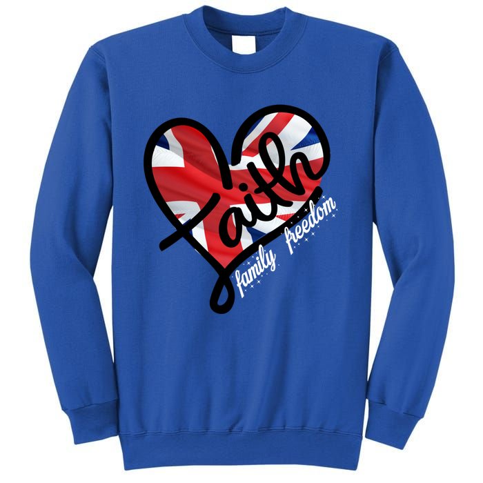 Faith Christian Heart British Flag Family Freedom Cool Gift Sweatshirt