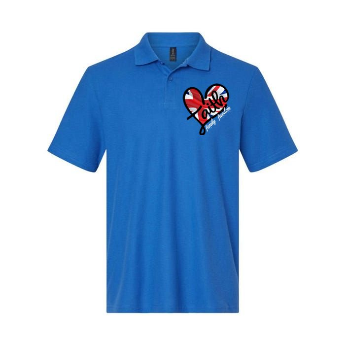 Faith Christian Heart British Flag Family Freedom Cool Gift Softstyle Adult Sport Polo