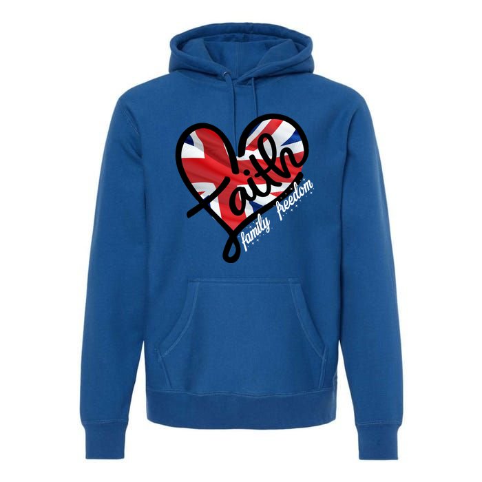 Faith Christian Heart British Flag Family Freedom Cool Gift Premium Hoodie