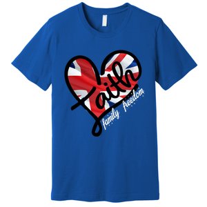 Faith Christian Heart British Flag Family Freedom Cool Gift Premium T-Shirt