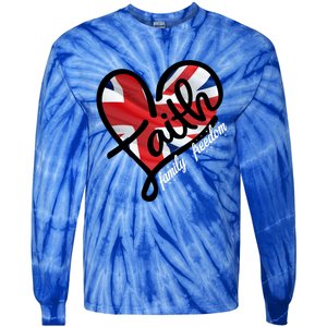 Faith Christian Heart British Flag Family Freedom Cool Gift Tie-Dye Long Sleeve Shirt