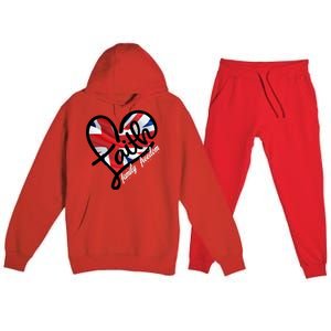 Faith Christian Heart British Flag Family Freedom Cool Gift Premium Hooded Sweatsuit Set