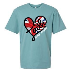 Faith Christian Heart British Flag Family Freedom Cool Gift Sueded Cloud Jersey T-Shirt