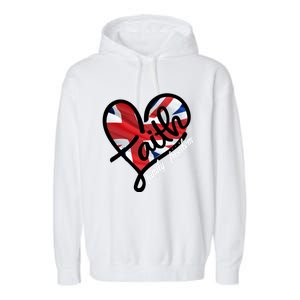 Faith Christian Heart British Flag Family Freedom Cool Gift Garment-Dyed Fleece Hoodie