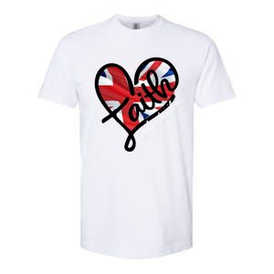 Faith Christian Heart British Flag Family Freedom Cool Gift Softstyle CVC T-Shirt