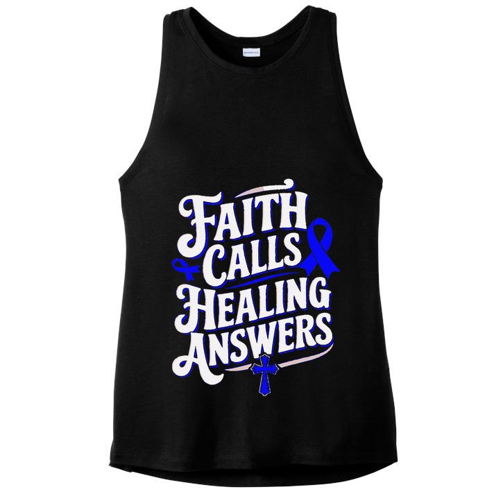 Faith Calls Healing Answers Juvenile Arthritis Awareness Ladies PosiCharge Tri-Blend Wicking Tank