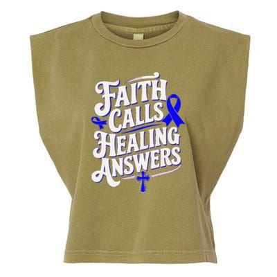 Faith Calls Healing Answers Juvenile Arthritis Awareness Garment-Dyed Women's Muscle Tee