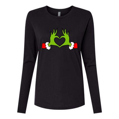 Funny Christmas Hands Making Heart Love Christmas Womens Cotton Relaxed Long Sleeve T-Shirt