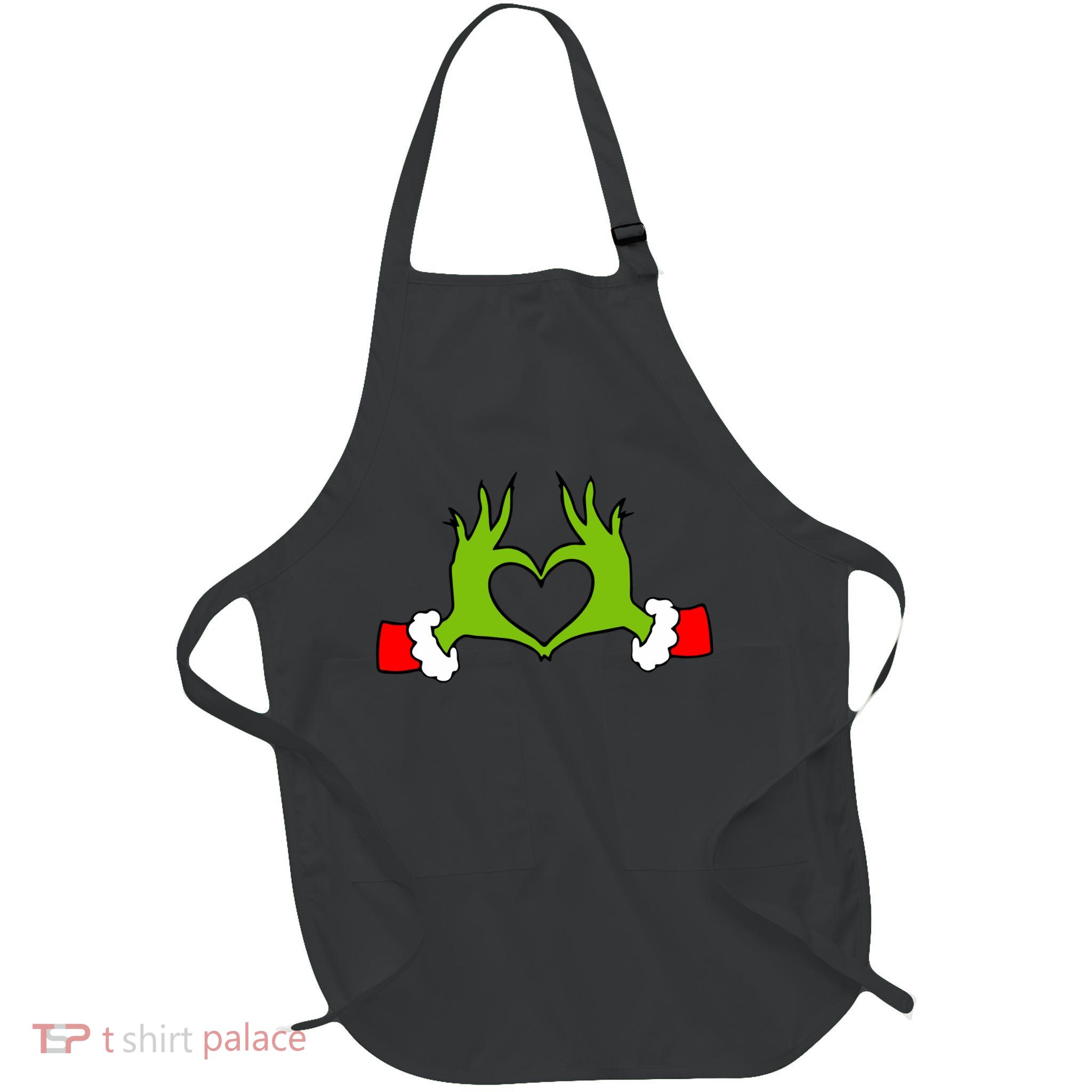Funny Christmas Hands Making Heart Love Christmas Full-Length Apron With Pockets