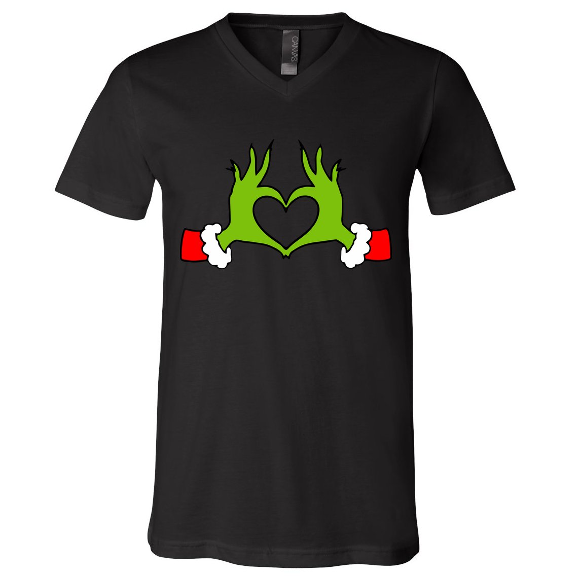 Funny Christmas Hands Making Heart Love Christmas V-Neck T-Shirt