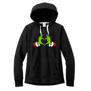 Funny Christmas Hands Making Heart Love Christmas Women's Fleece Hoodie