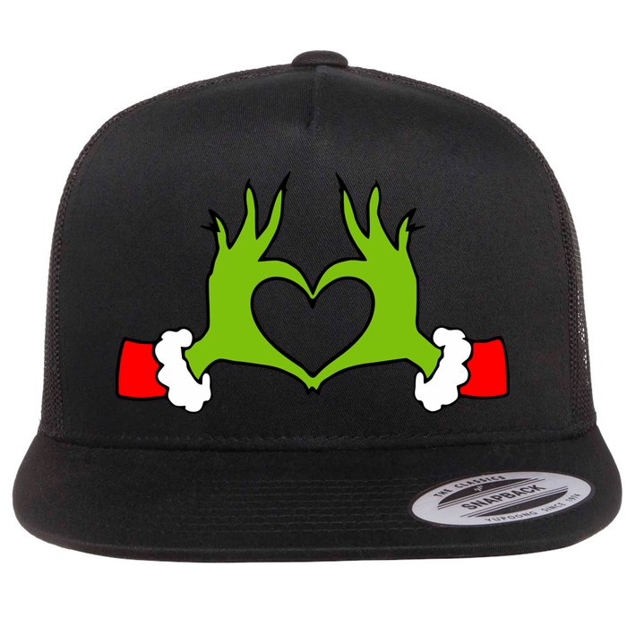 Funny Christmas Hands Making Heart Love Christmas Flatbill Hat