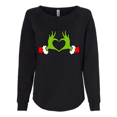 Funny Christmas Hands Making Heart Love Christmas Womens California Wash Sweatshirt