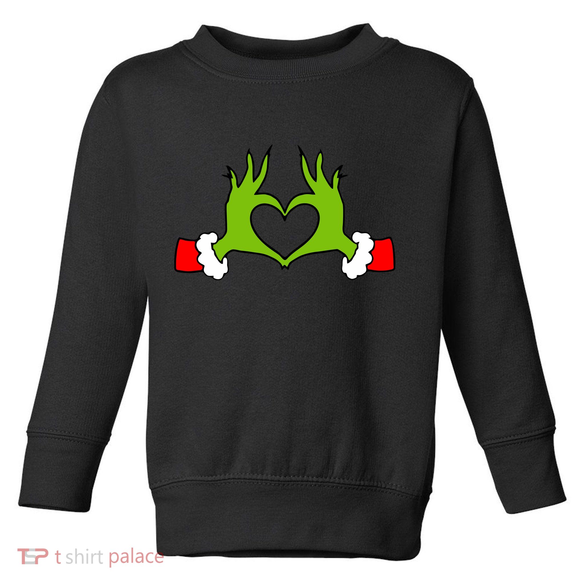 Funny Christmas Hands Making Heart Love Christmas Toddler Sweatshirt