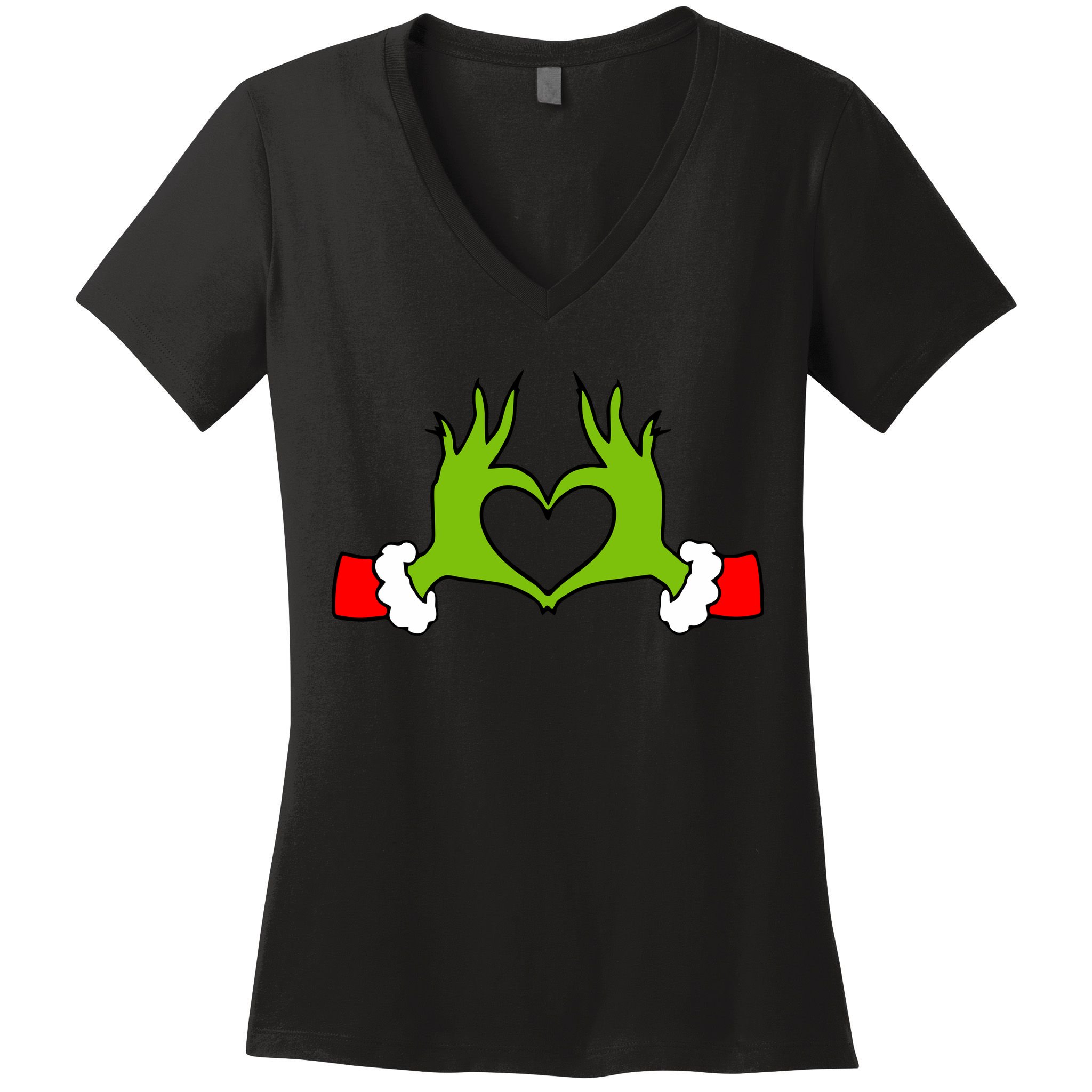 Funny Christmas Hands Making Heart Love Christmas Women's V-Neck T-Shirt