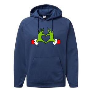 Funny Christmas Hands Making Heart Love Christmas Performance Fleece Hoodie