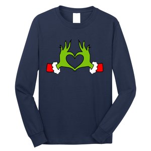 Funny Christmas Hands Making Heart Love Christmas Long Sleeve Shirt