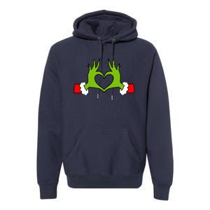 Funny Christmas Hands Making Heart Love Christmas Premium Hoodie