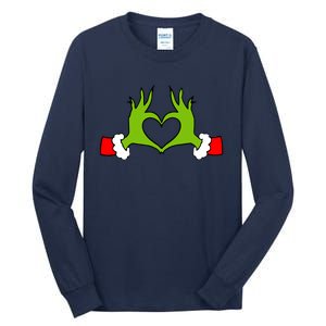 Funny Christmas Hands Making Heart Love Christmas Tall Long Sleeve T-Shirt