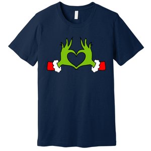 Funny Christmas Hands Making Heart Love Christmas Premium T-Shirt