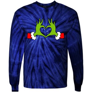 Funny Christmas Hands Making Heart Love Christmas Tie-Dye Long Sleeve Shirt