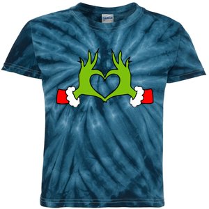 Funny Christmas Hands Making Heart Love Christmas Kids Tie-Dye T-Shirt