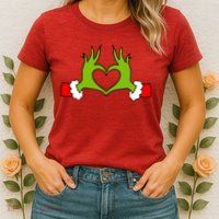 Funny Christmas Hands Making Heart Love Christmas Women's T-Shirt