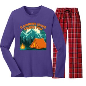 Funny Campers Have S'More Fun Women's Long Sleeve Flannel Pajama Set 