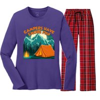 Funny Campers Have S'More Fun Women's Long Sleeve Flannel Pajama Set 