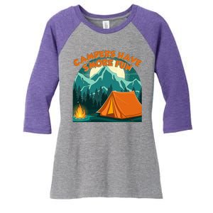 Funny Campers Have S'More Fun Women's Tri-Blend 3/4-Sleeve Raglan Shirt