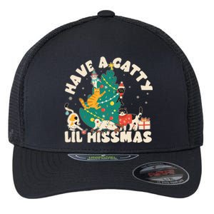 Funny Christmas Have A Catty Lil Hissmas Cat Lover Flexfit Unipanel Trucker Cap