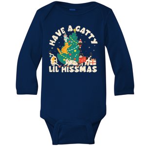 Funny Christmas Have A Catty Lil Hissmas Cat Lover Baby Long Sleeve Bodysuit