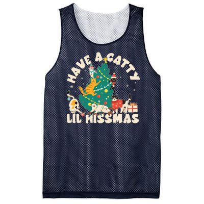 Funny Christmas Have A Catty Lil Hissmas Cat Lover Mesh Reversible Basketball Jersey Tank