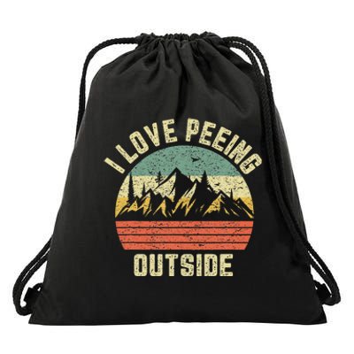 Funny Camping Hiking Outdoors I Love Peeing Outside Drawstring Bag