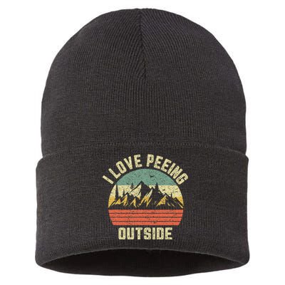 Funny Camping Hiking Outdoors I Love Peeing Outside Sustainable Knit Beanie