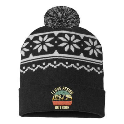 Funny Camping Hiking Outdoors I Love Peeing Outside USA-Made Snowflake Beanie