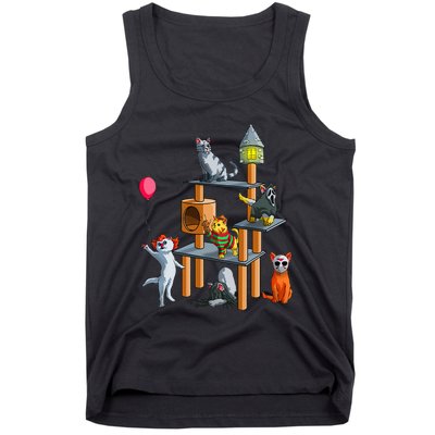 Funny Cat Horror Movies Cute Halloween For Cat Kitty Lovers Tank Top