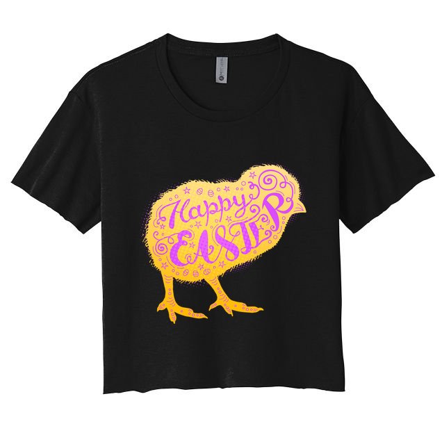 Funny Cute Happy Easter Chick Crop Top